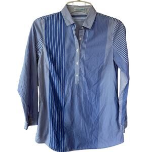 J. McLaughlin Size S Blue white striped tunic blouse size S